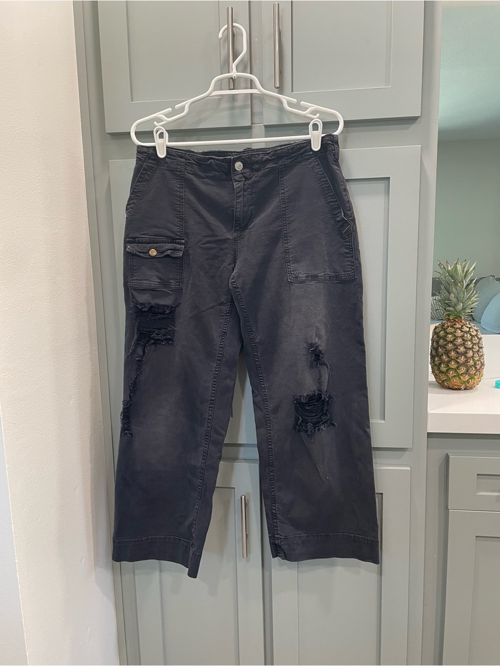 Anthropology Pilcro Black Washed Cargo Pants